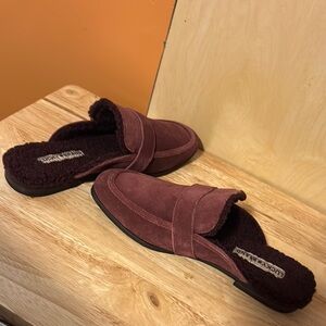Burgundy Suede Slippers